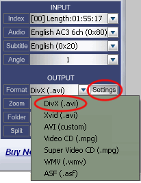 iSofter DVD Ripper Deluxe - output settings